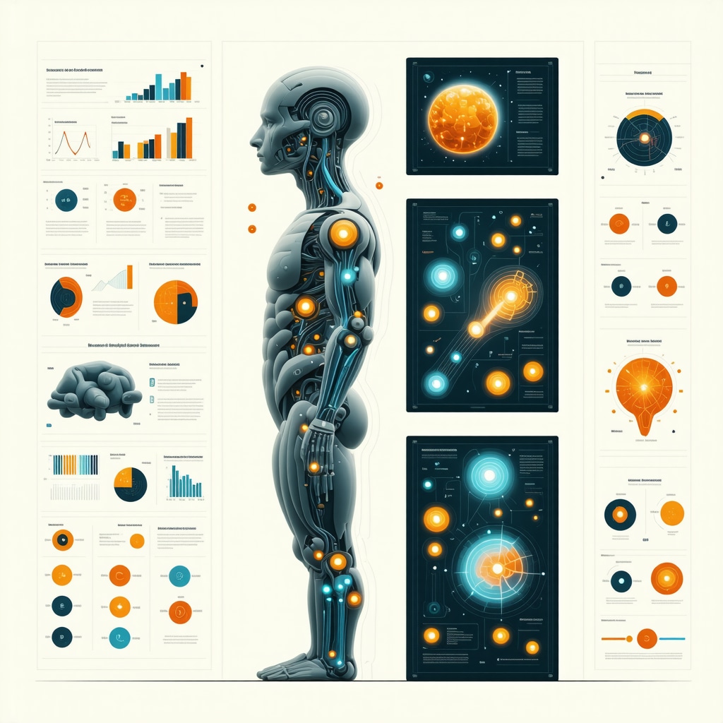 A high-tech infographic depicting AI, genetic testing, and tailored weight management strategies