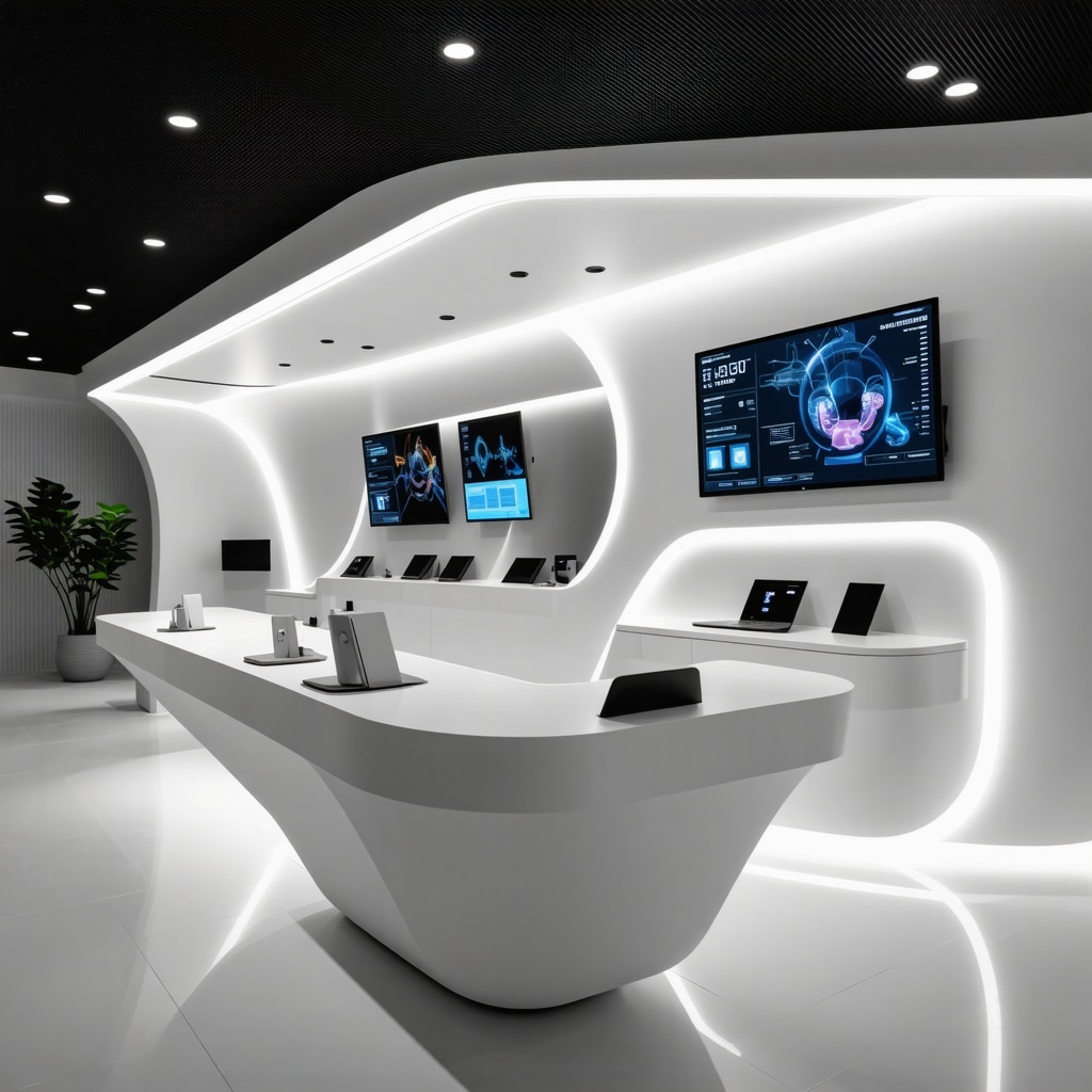 High-tech clinic with genetic and metabolic analysis tools for personalized weight management.