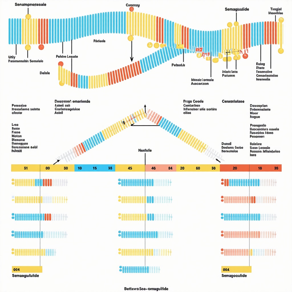 Infographic illustrating how genetic variations influence response to semaglutide and personalized obesity treatment strategies.