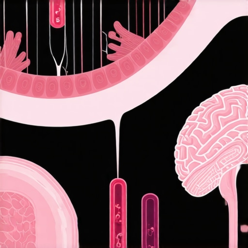 Diagram showing gut-brain axis, microbiota, and Semaglutide molecular structure