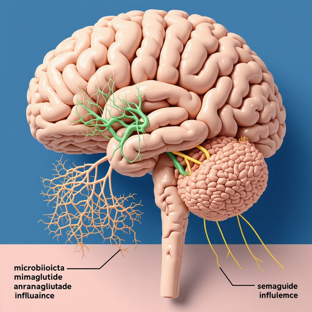 Diagram illustrating how semaglutide affects gut bacteria and satiety signals for enhanced fat loss