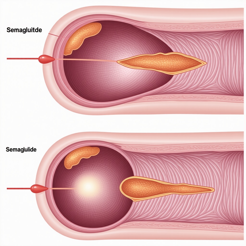 Diagram showing hormonal changes during fasting and semaglutide treatment