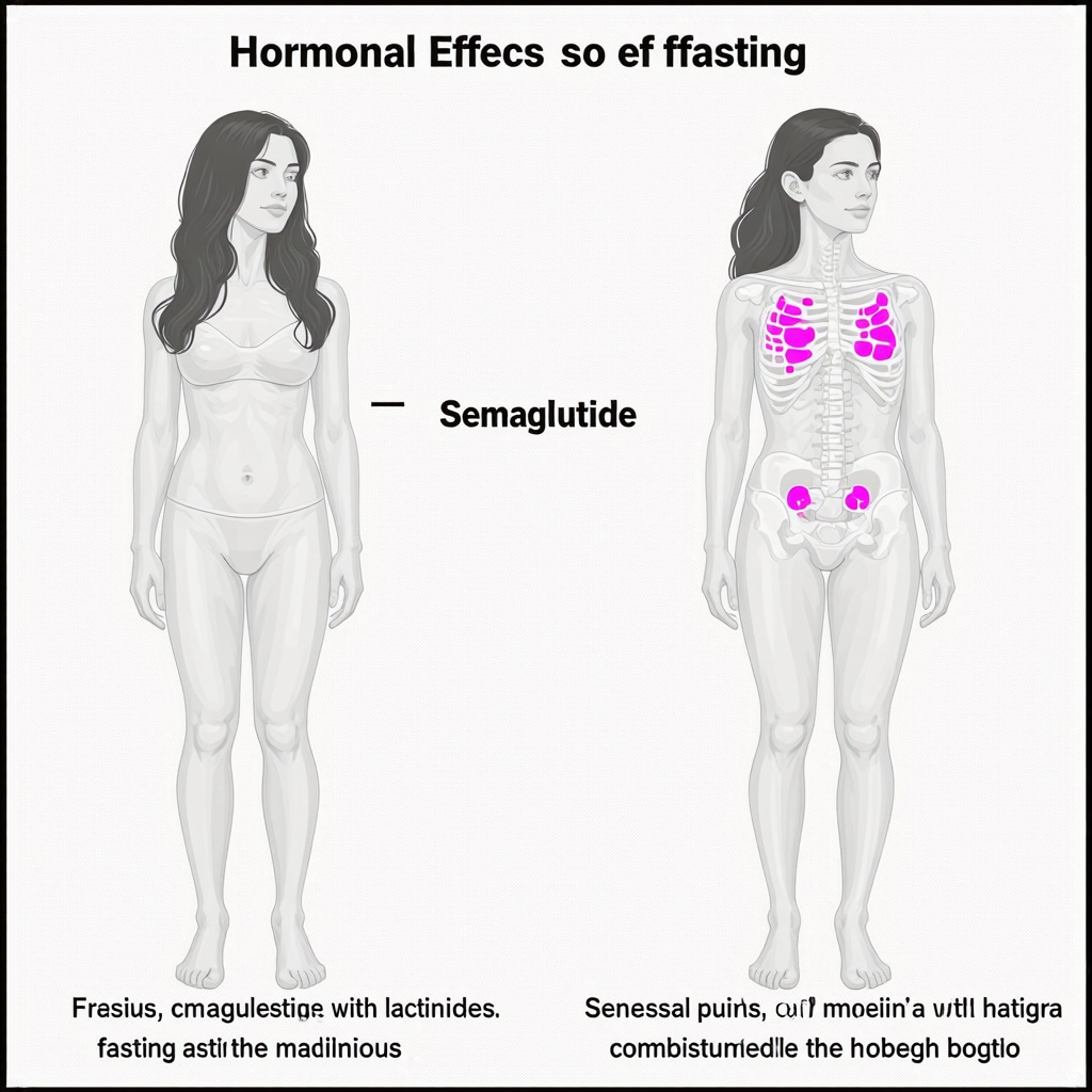 Diagram illustrating how Semaglutide and fasting influence hormones for weight management in 2025