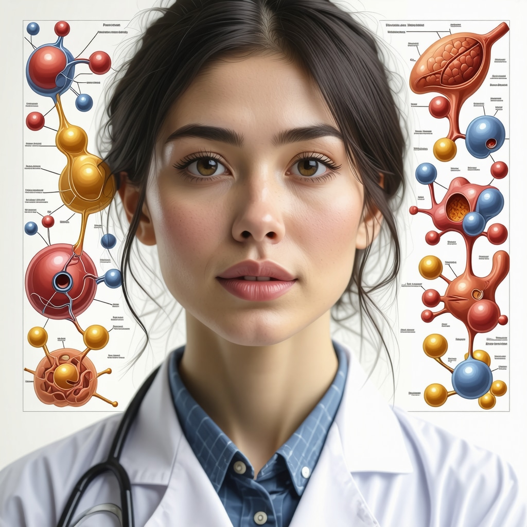 Anatomical illustration of hormone pathways involved in semaglutide and fasting, showing metabolic regulation.