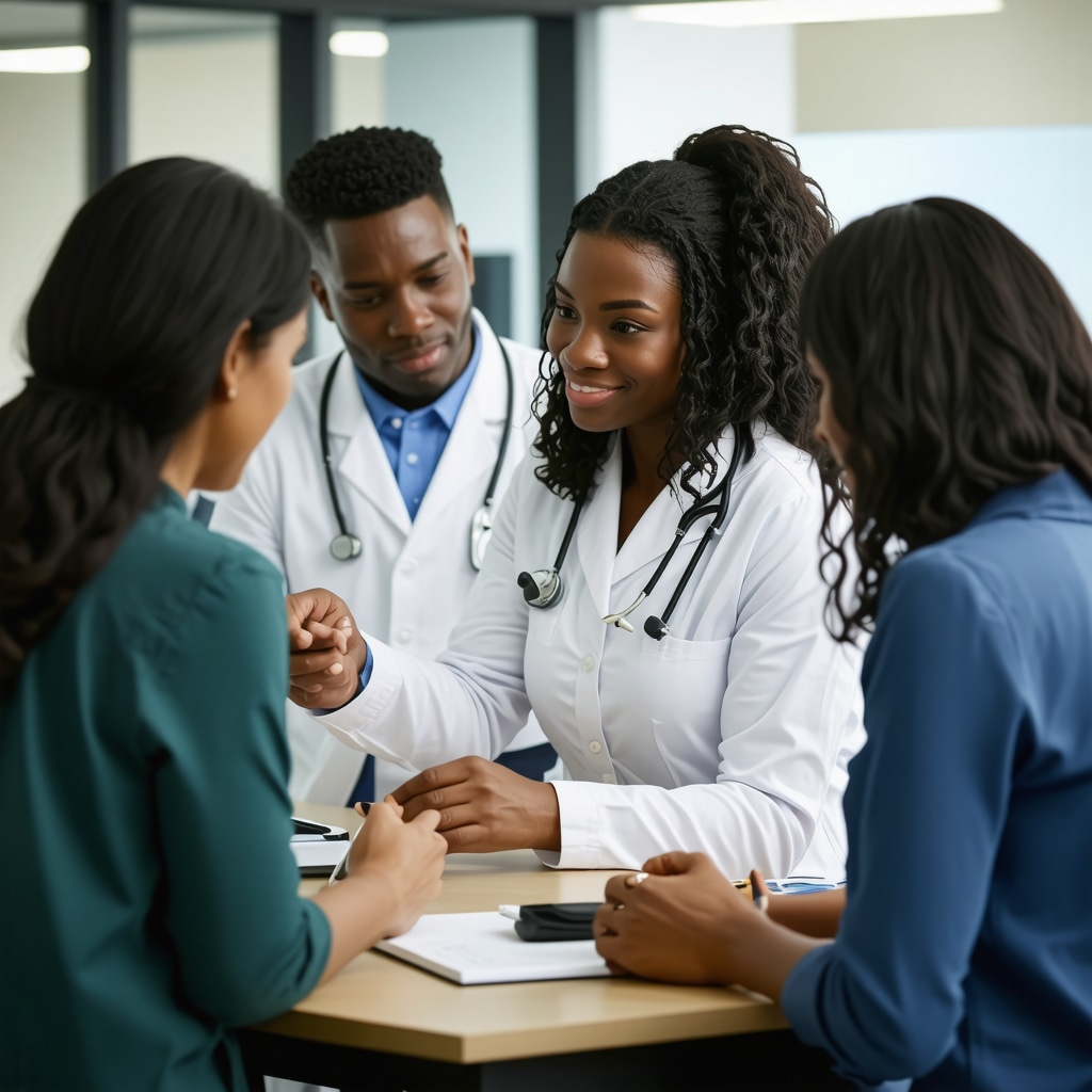 Medical professionals reviewing genetic and behavioral data for tailored weight management.