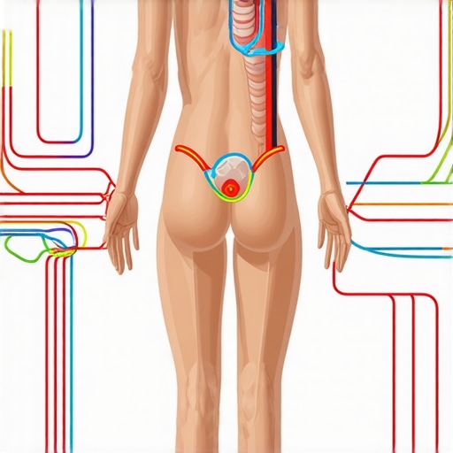 Scientific illustration of neuroendocrine pathways showing effects of semaglutide and fasting on appetite control