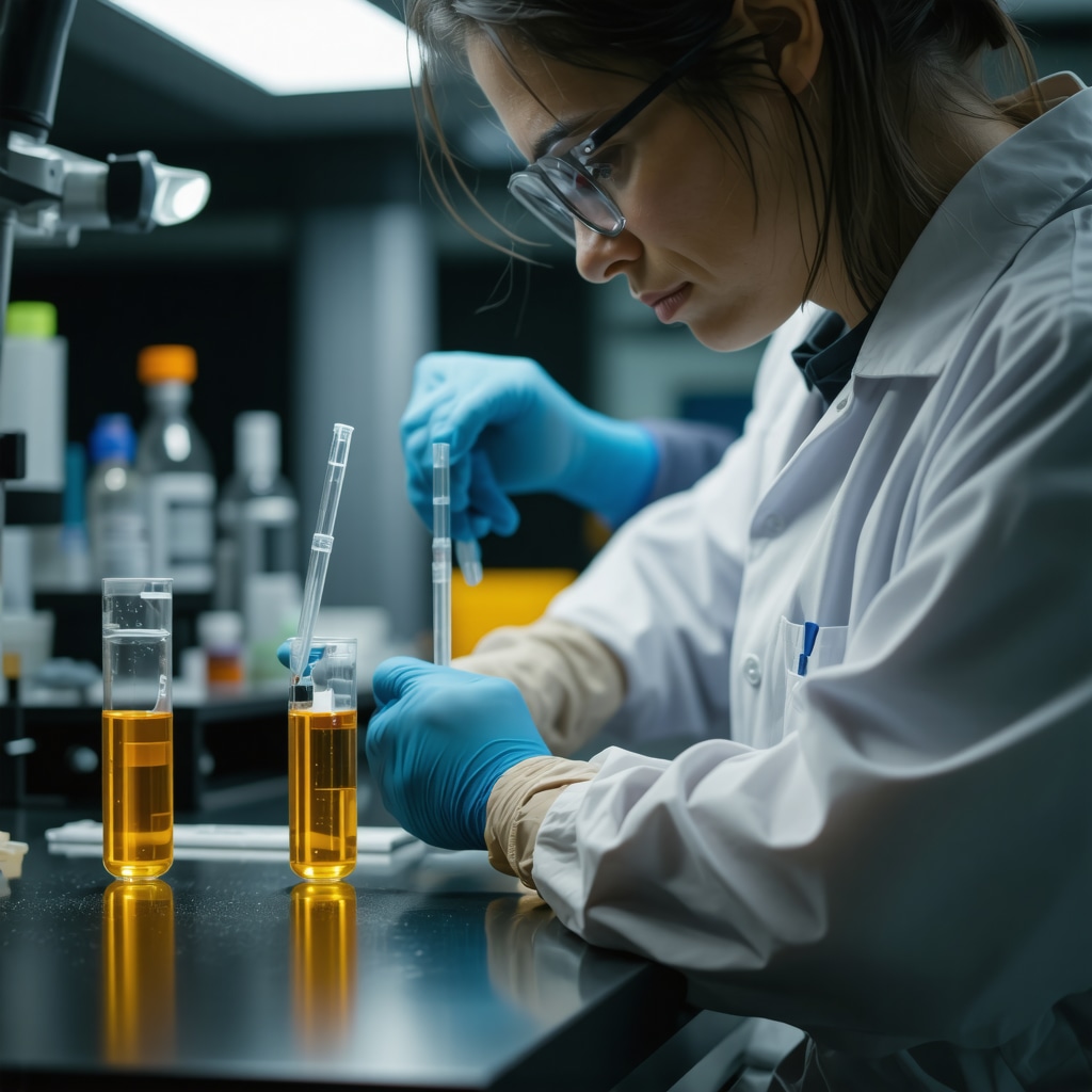 Laboratory technician analyzing genetic and hormone biomarkers for customized weight loss therapy.