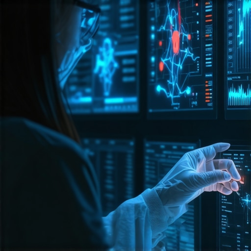 Doctor analyzing genetic data and digital health metrics for tailored Semaglutide treatment.
