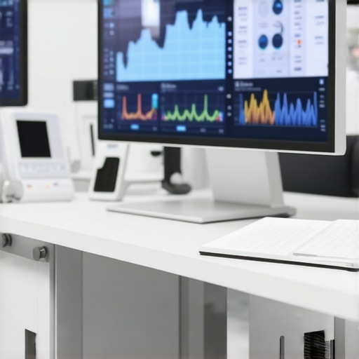 A modern medical setting showing biometric tracking devices and health data analysis for weight management