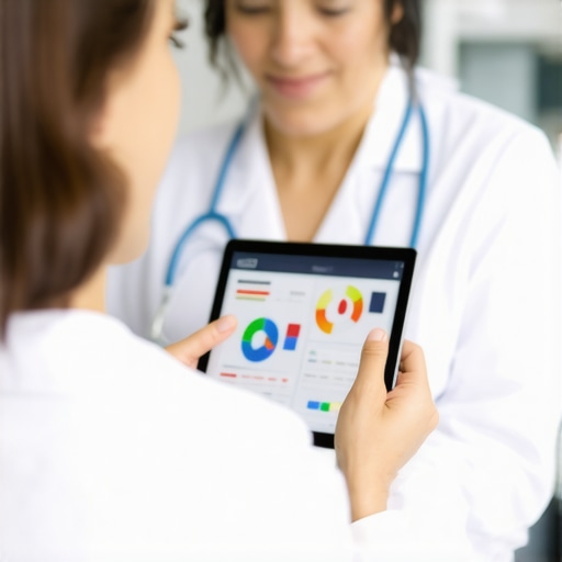 Healthcare provider analyzing data on weight loss and medication regimen with patient.