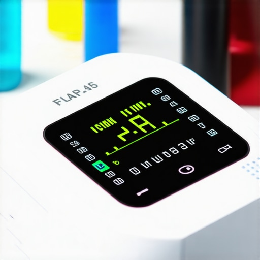 Close-up of a continuous glucose monitor with data analytics for personalized weight loss