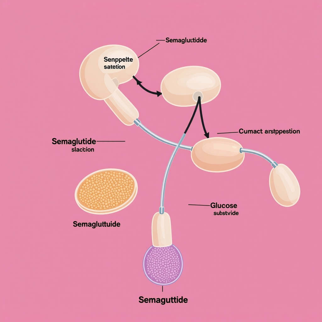 Diagram showing how Semaglutide affects appetite and blood sugar levels