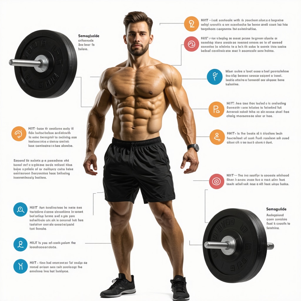 Infographic illustrating combined effects of resistance training, HIIT, and semaglutide on fat loss