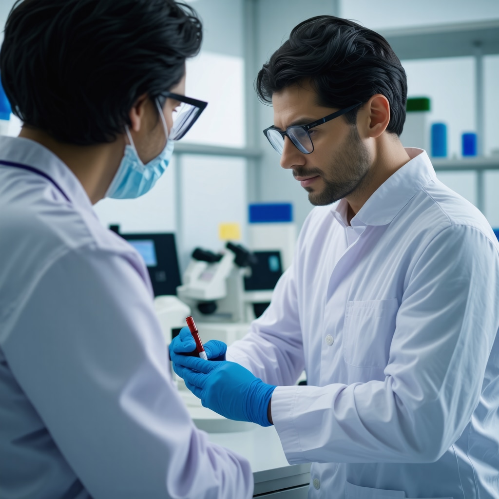 Doctor reviewing thyroid hormone test results in a clinical setting