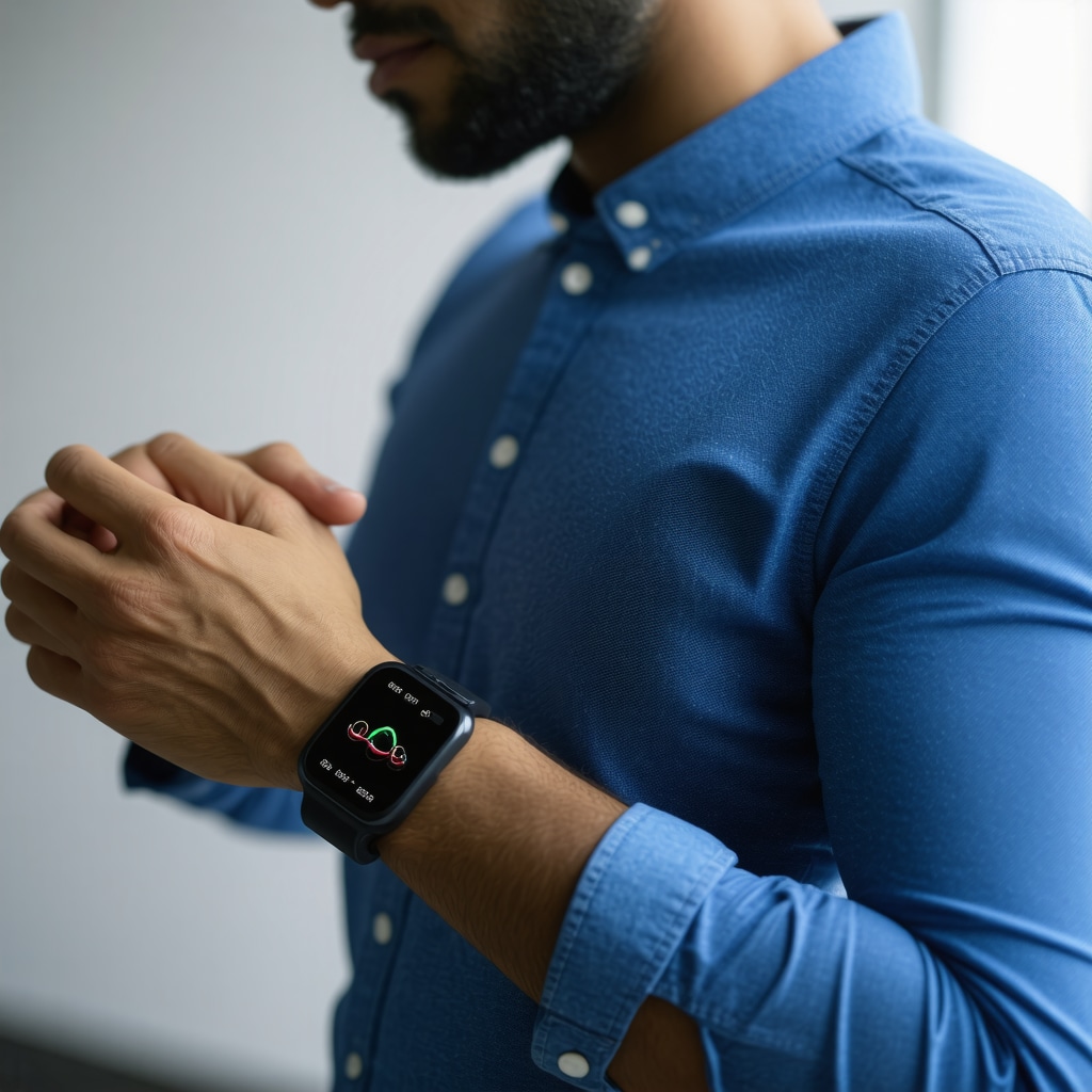 Person monitoring health data with wearable device during weight loss journey