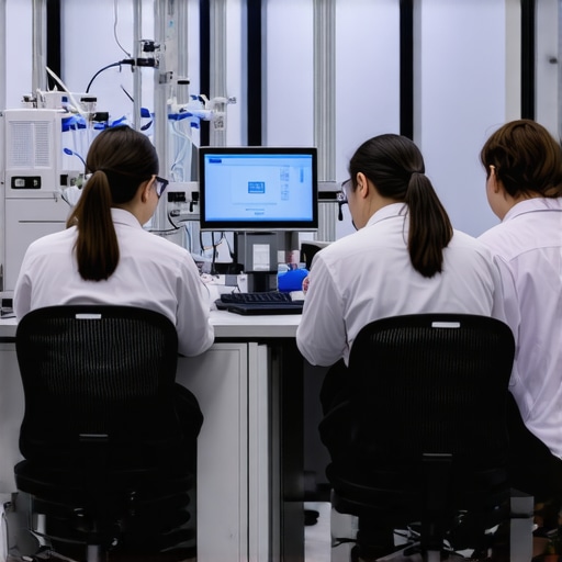 Lab technician analyzing metabolic data with sophisticated tools.