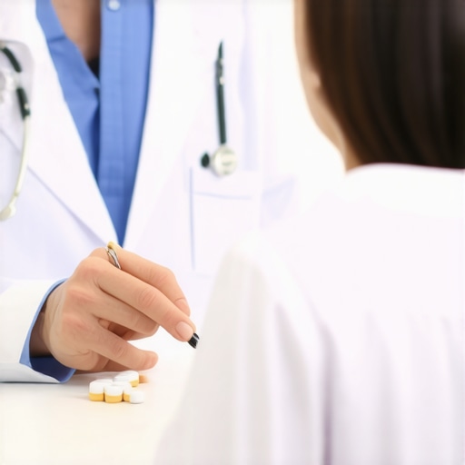 Doctor discussing fasting schedule and semaglutide use with patient, healthcare setting