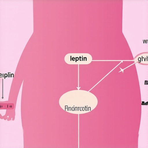 Illustration of hormonal interactions affecting fat metabolism and appetite regulation