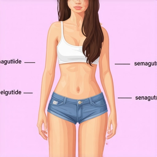 Diagram showing hormonal pathways affected by lifestyle and semaglutide for weight loss