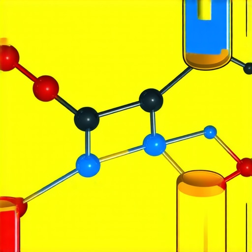 Medical illustration showing semaglutide molecule with genetic and biomarker feedback mechanisms