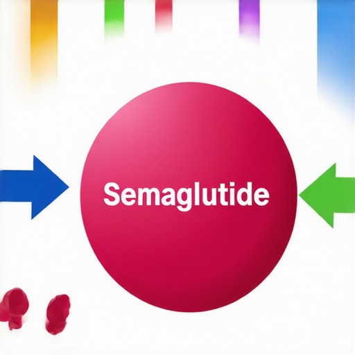 Diagram illustrating molecular pathways involved in semaglutide-induced fat burning and personalized obesity treatment