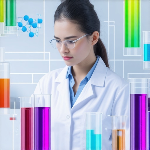 Futuristic lab with scientists working on molecular research for obesity treatments