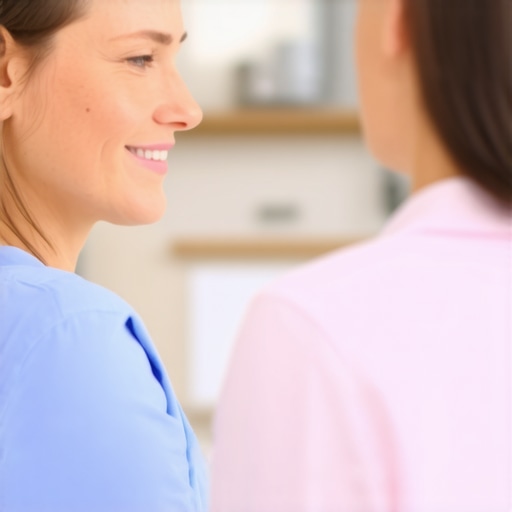 Healthcare professional discussing fasting schedules and medication with patient