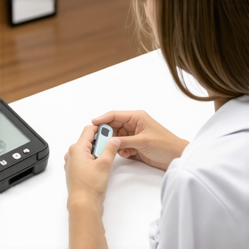 Clinician monitoring patient using CGM device for personalized Semaglutide dosing