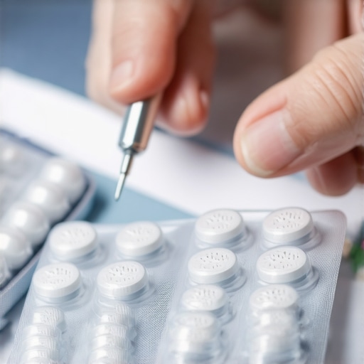 Healthcare professional adjusting medication doses on a digital device in a clinical setting