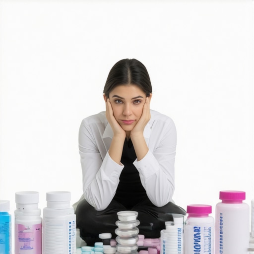 Person contemplating medication versus lifestyle for weight loss