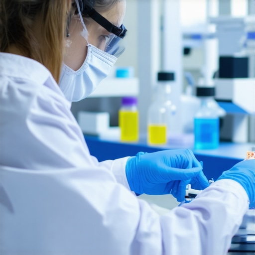 Laboratory equipment showing genetic testing and AI data analysis for weight management