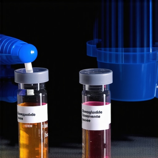 Researcher working with semaglutide vials in laboratory