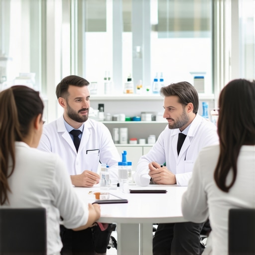 Innovators Behind Semaglutide's Success Scientists and executives collaborating on weight loss medication development.