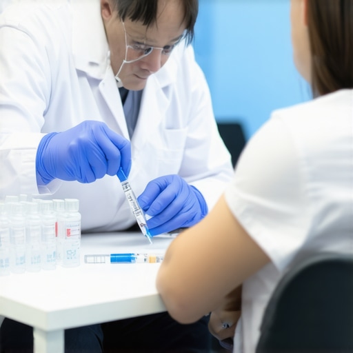 Semaglutide Clinic Scene Doctor preparing Semaglutide injections in a clinical setting